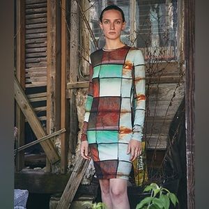 GARY GRAHAM 422 Long Sleeve Dress in Rusted Plaid  Size XS